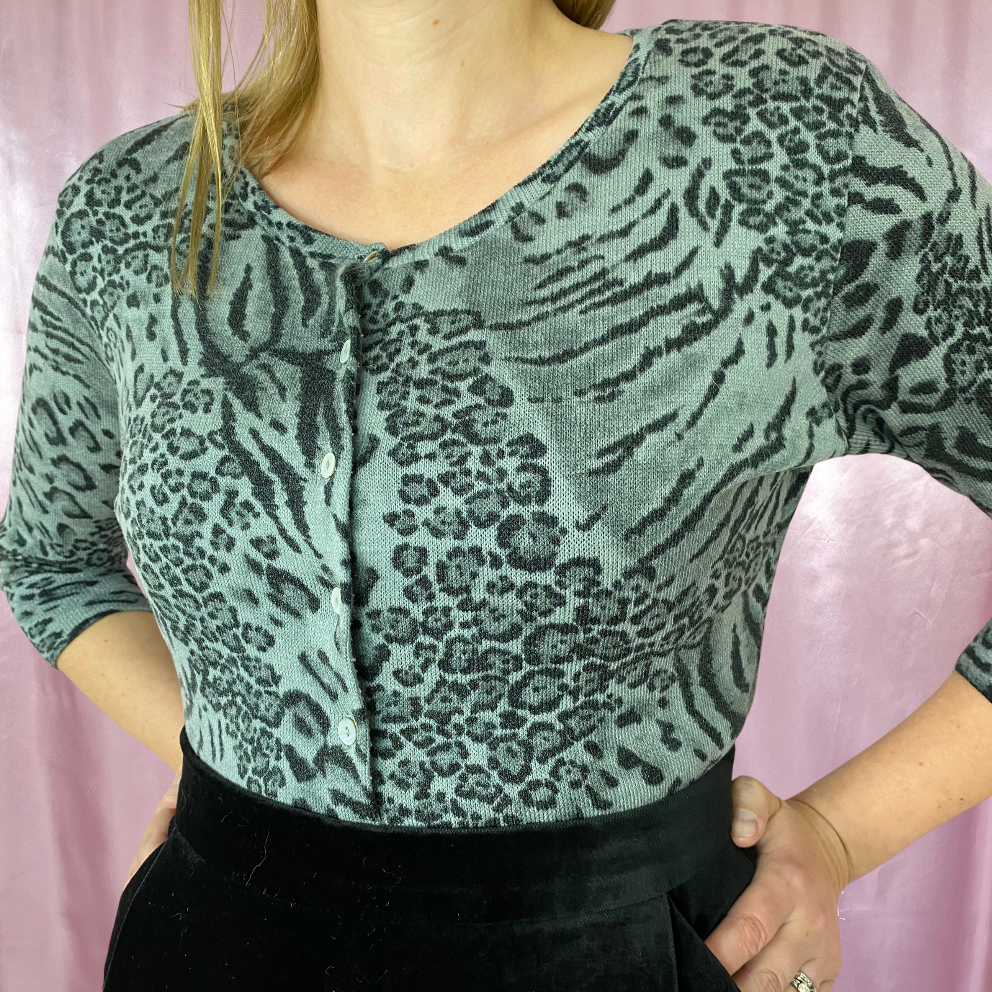 Y2K animal print cardigan, by Select, size 10