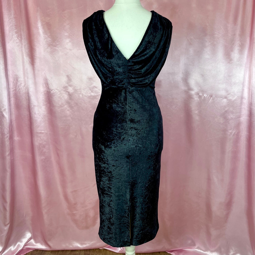1980s crushed velvet midi dress, unbranded, size 14