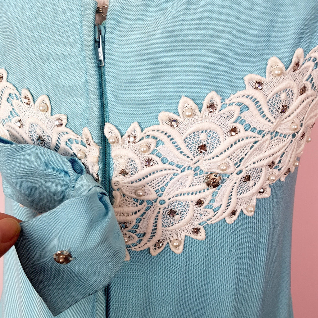 1960s Blue dress with appliqué, by California, size 8