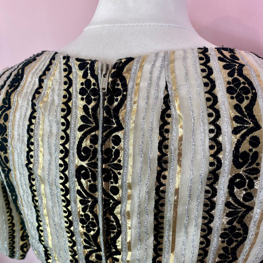 1960s Cream silk mini dress, handmade, Size 10