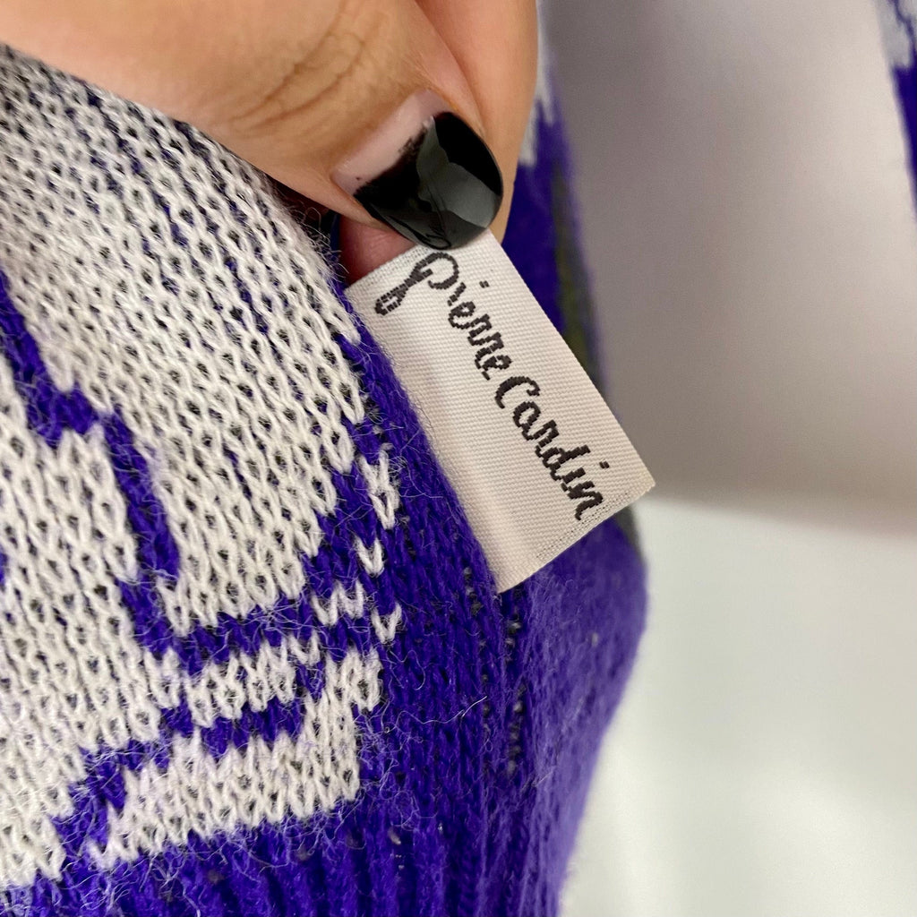 1980s purple floral jumper, by Pierre Cardin, size 14