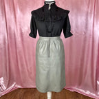 1980s Grey leather pencil skirt, unbranded, size 12