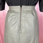 1980s Grey leather pencil skirt, unbranded, size 12